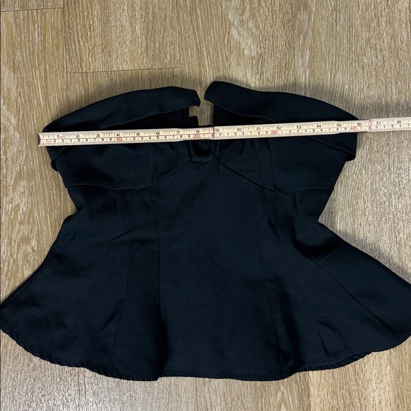 Maeve Anthropologie Black Strapless Plunge Peplum Top Size 4 - Picture 9 of 12